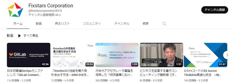 フィックスターズのYouTubeチャンネル